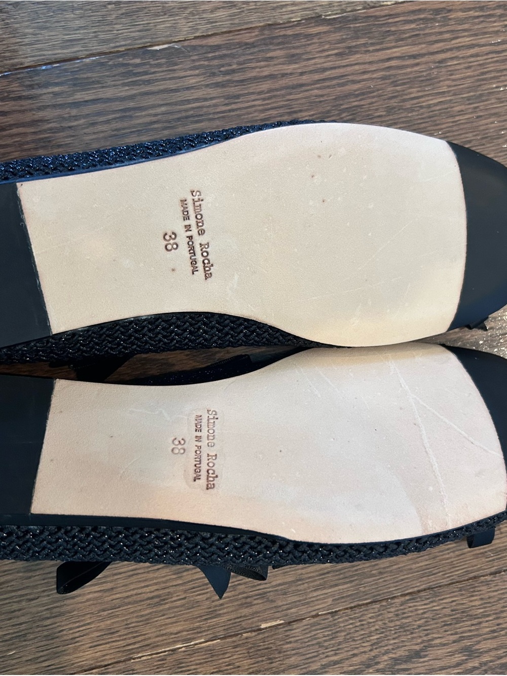 Simone Rocha Black Woven Ballet Flats with Bow - Picture 3 of 4